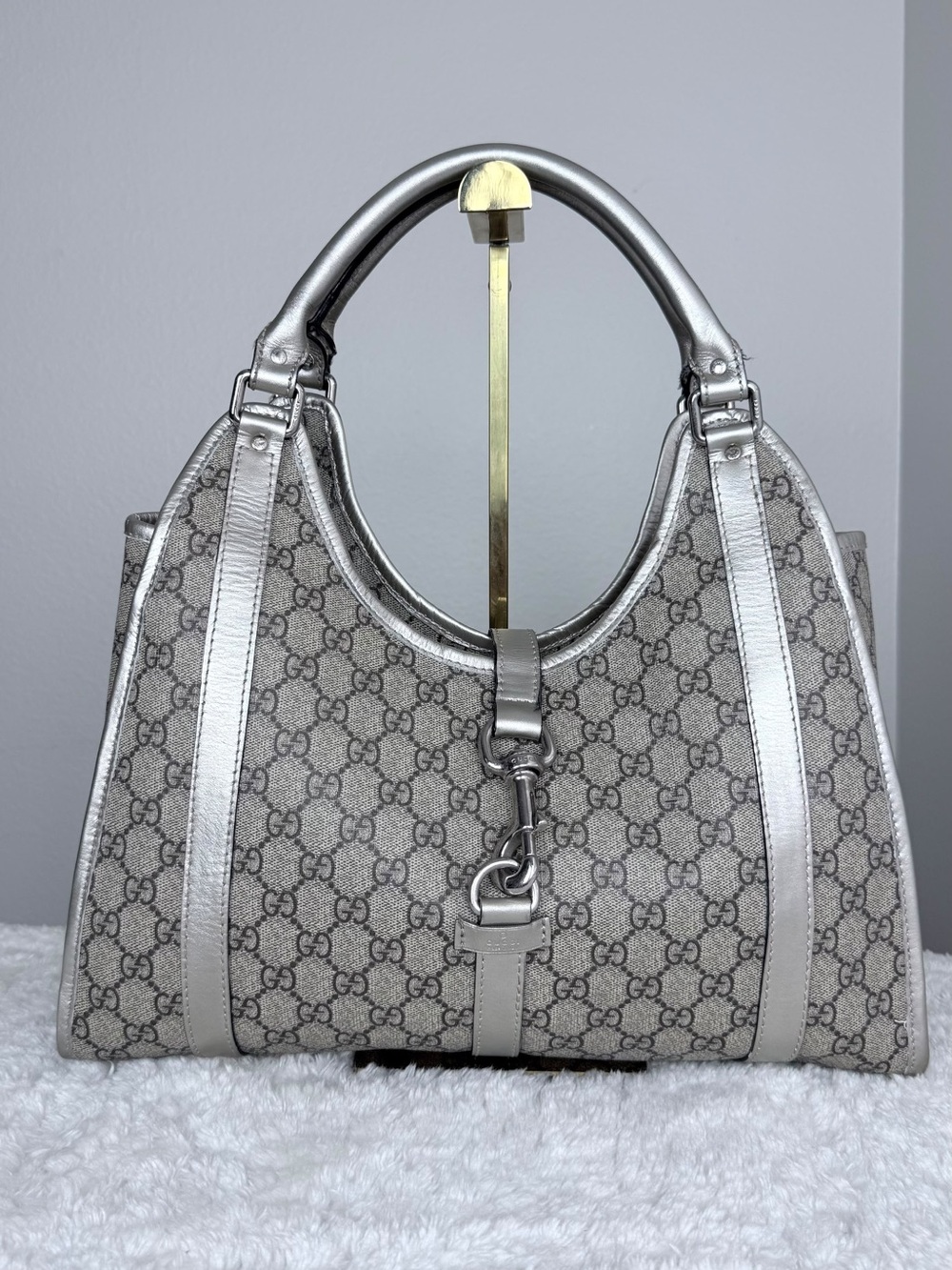 Gucci Jackie hobo Silver GG Canvas Top-Handle Bag